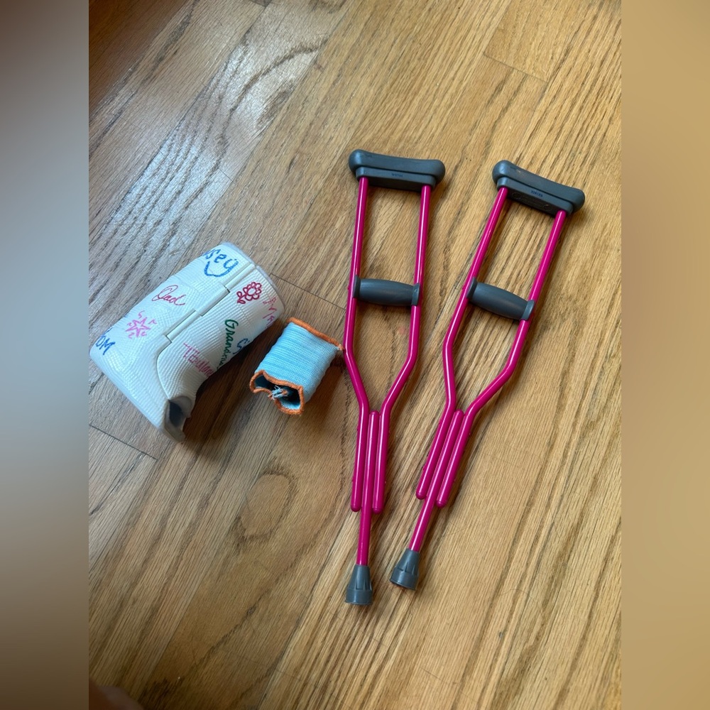 American girl crutches and boot